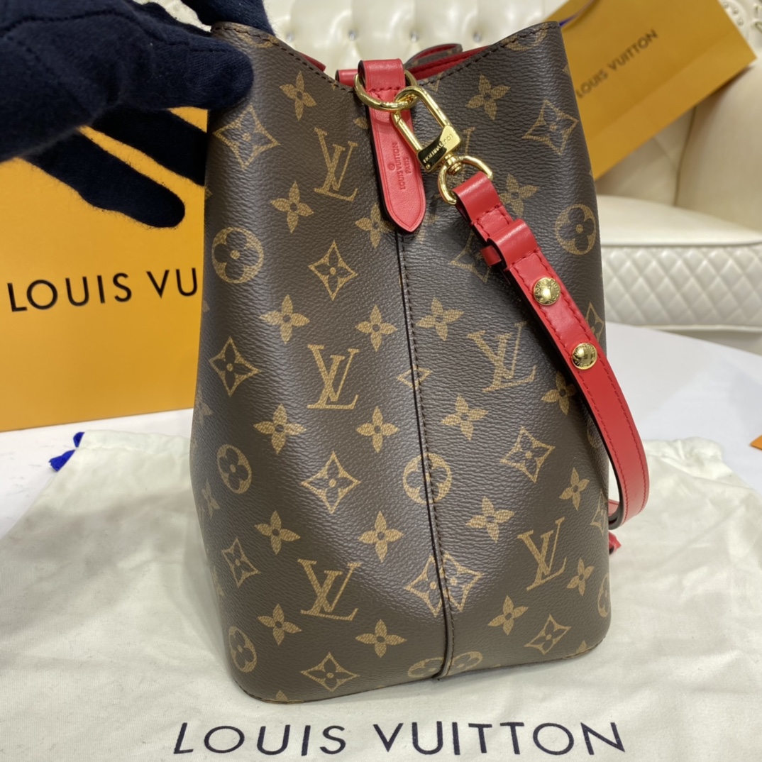 Louis Vuitton NEONOE MM Bucket Bag Monogram M44021 Coquelicot Red